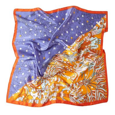 Small Bigflower Cléo Silk Scarf - Blue