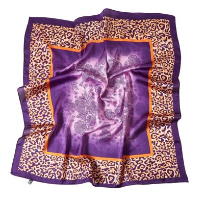 Bufanda pequeña de seda Chetaah Cleo - Púrpura