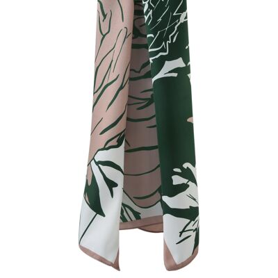 Pañuelo grande de seda rosa Zoé - Verde