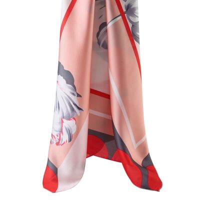 Zoé Large Springflower Silk Scarf - Red