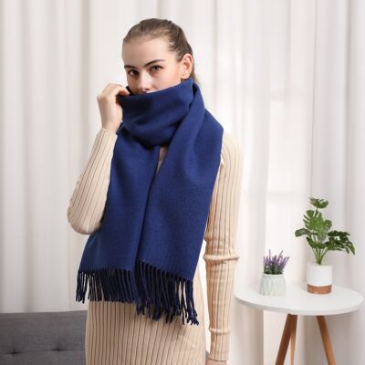 Recto-Verso navy blue cashmere scarf