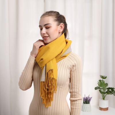 Recto-Verso yellow cashmere scarf
