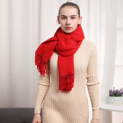 Recto-Verso red cashmere scarf