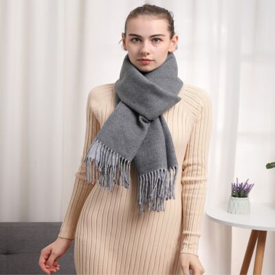 Recto-Verso gray cashmere scarf