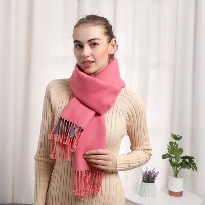 Recto-Verso pink cashmere scarf