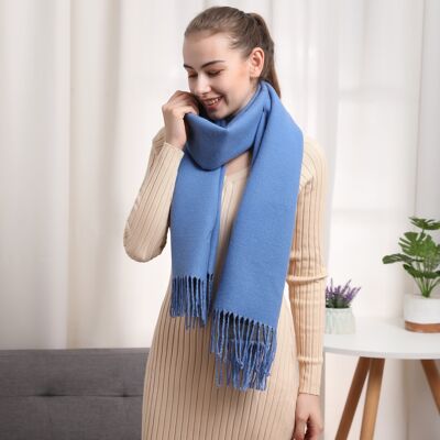 Recto-Verso blue cashmere scarf