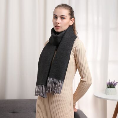 Recto-Verso black cashmere scarf