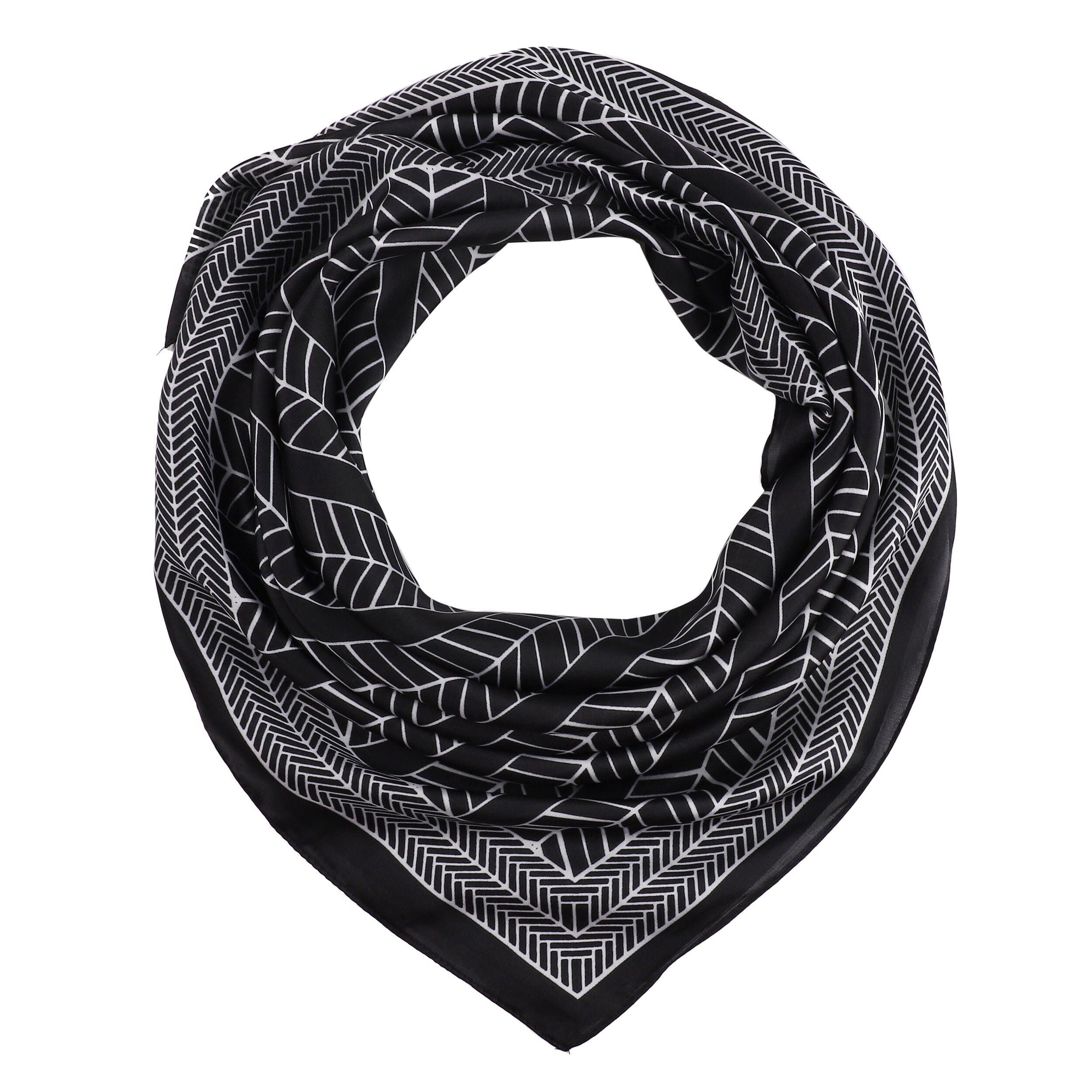 Foulard in seta FOGLIA - Nero