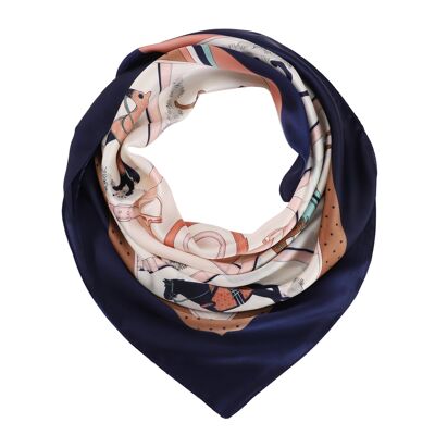 HORSE Silk Scarf - Blue