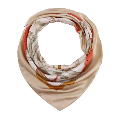 HORSE Silk Scarf - Beige