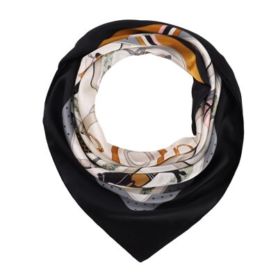 HORSE Silk Scarf - Black