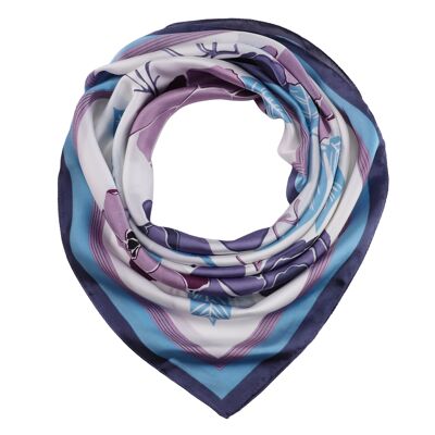 FLOWER Silk Scarf - Blue