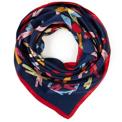 NINA silk-touch scarf - Navy blue