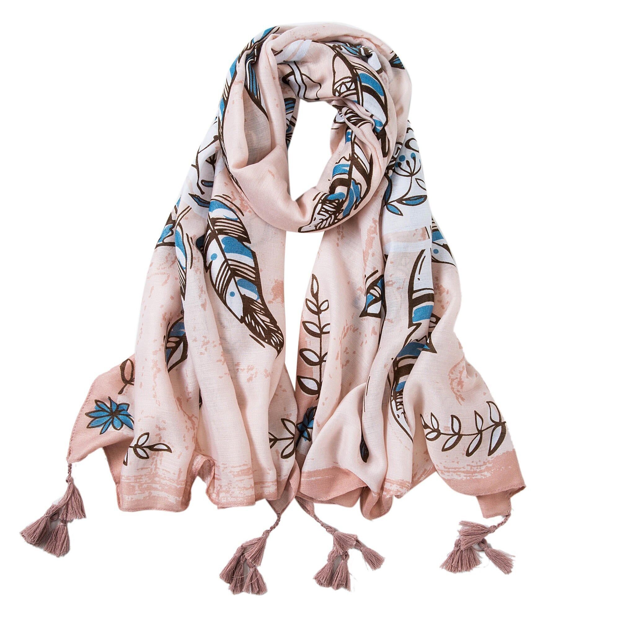 Stola Athena in cotone fiori rosa pallido