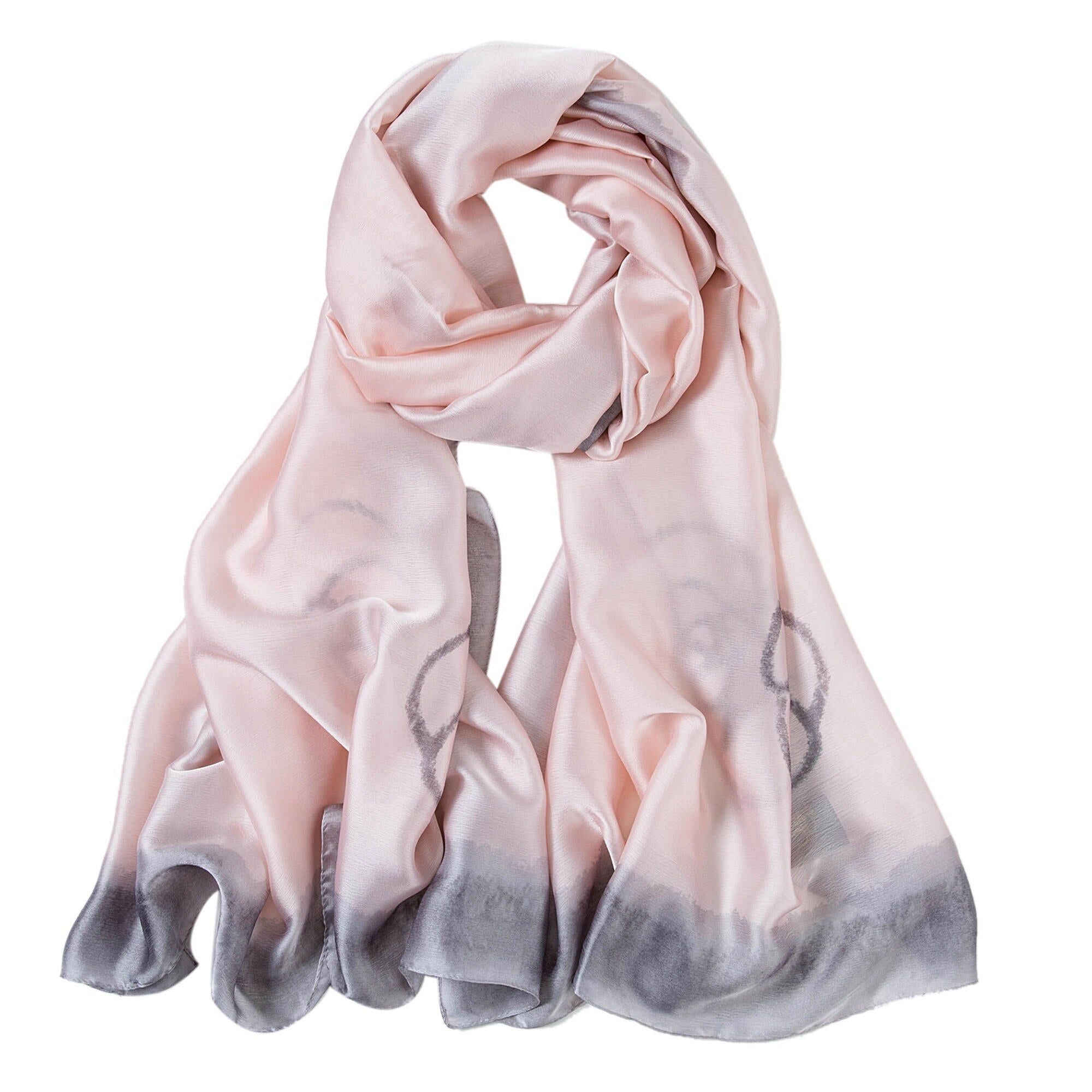 Stola in seta Florina rosa pallido grigio