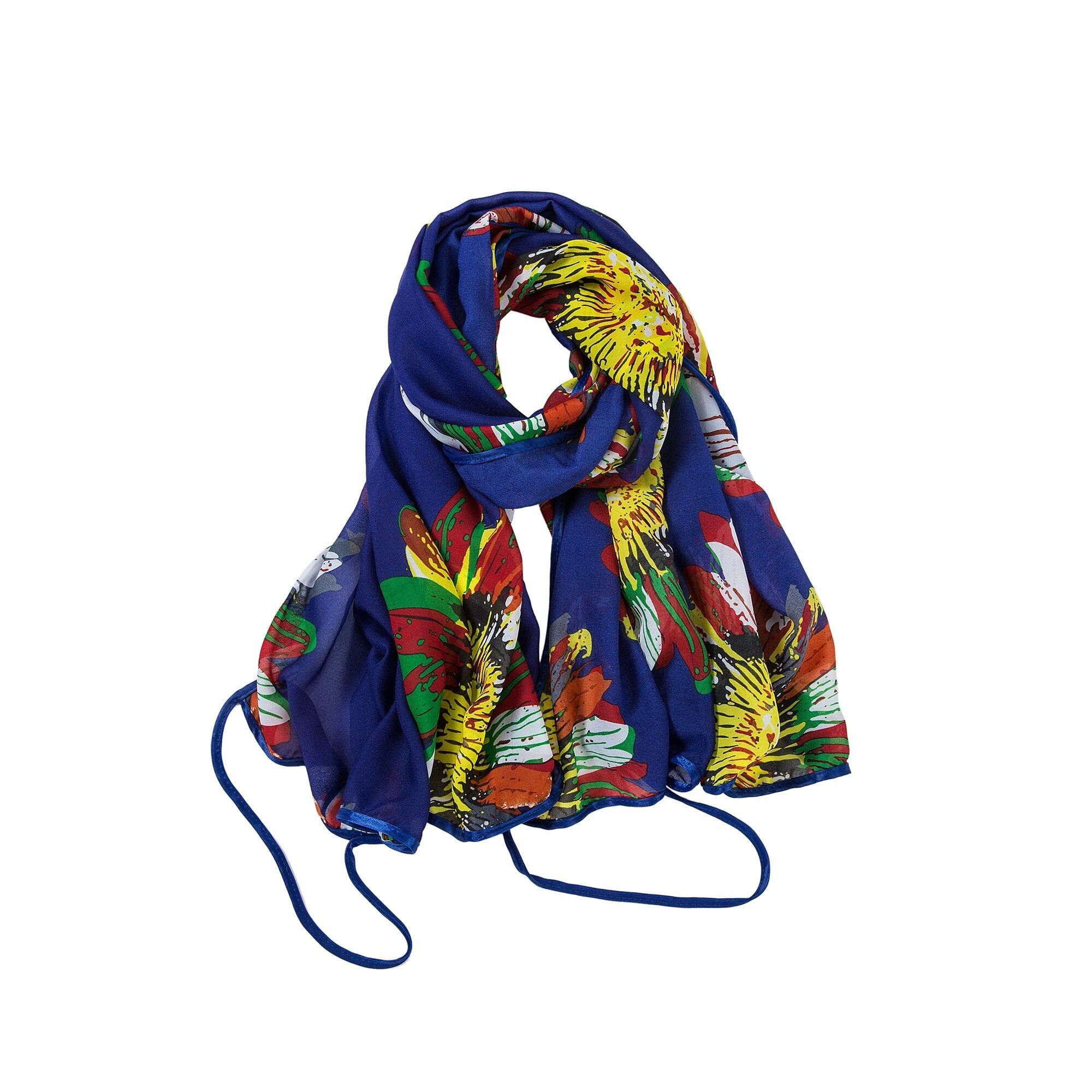 Pareo in Seta Marina Blu Flora