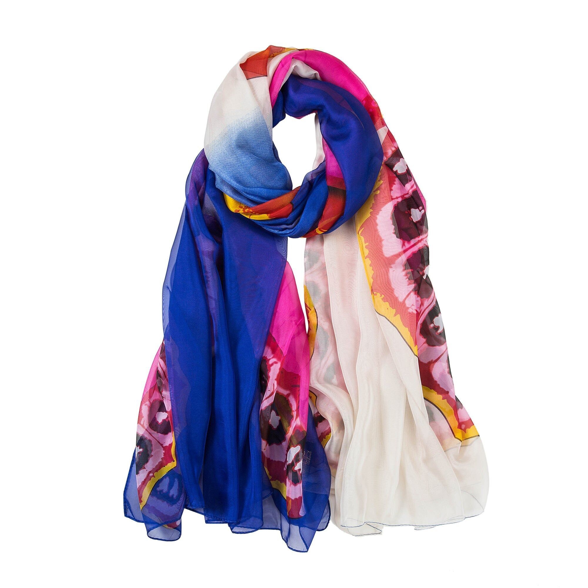 Pareo in Seta Flora Blu Viola