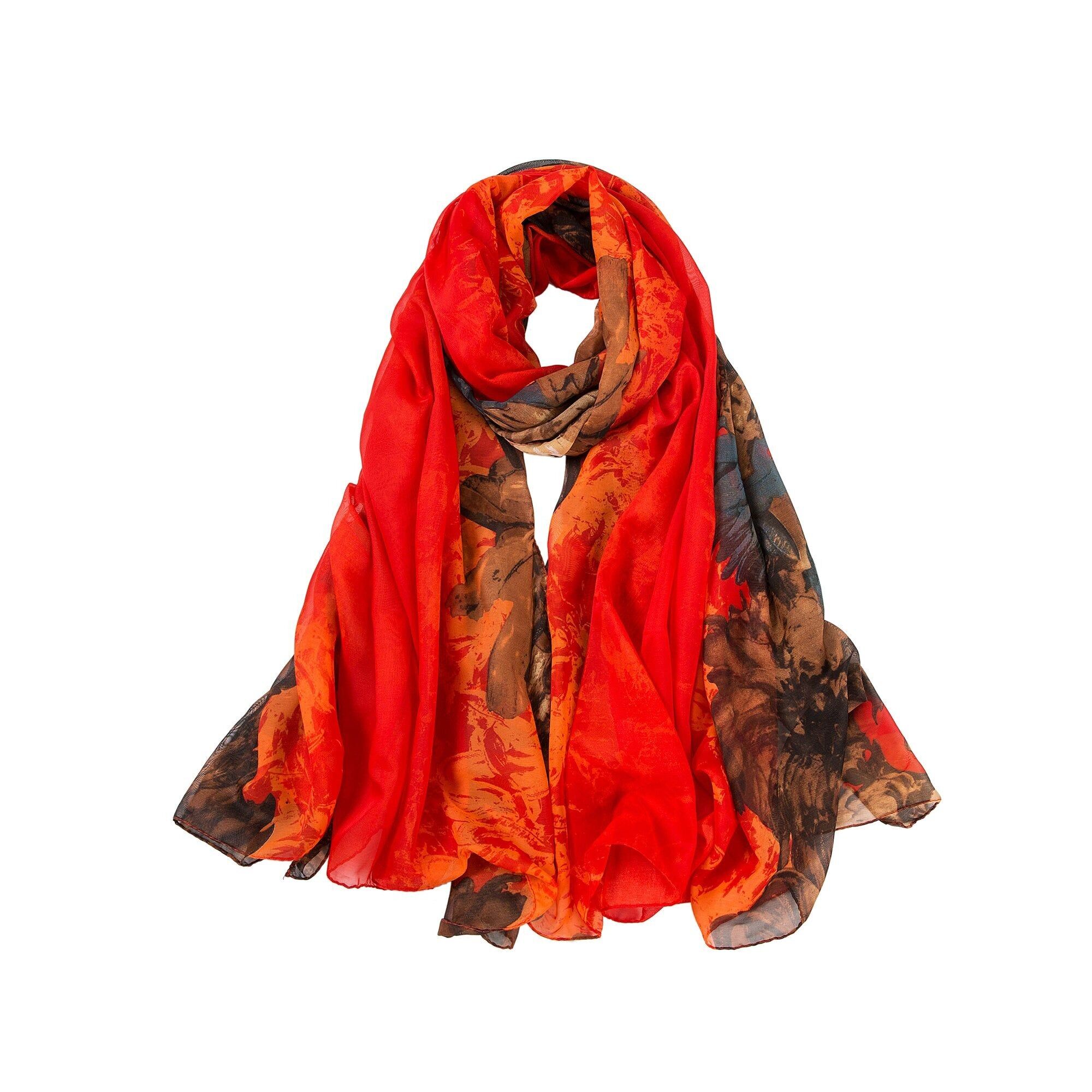 Pareo in seta rossa Flora