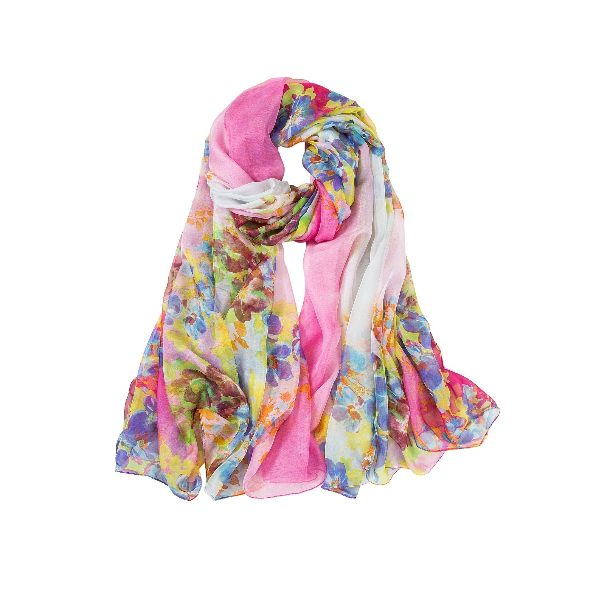 Pareo in seta floreale rosa bianco