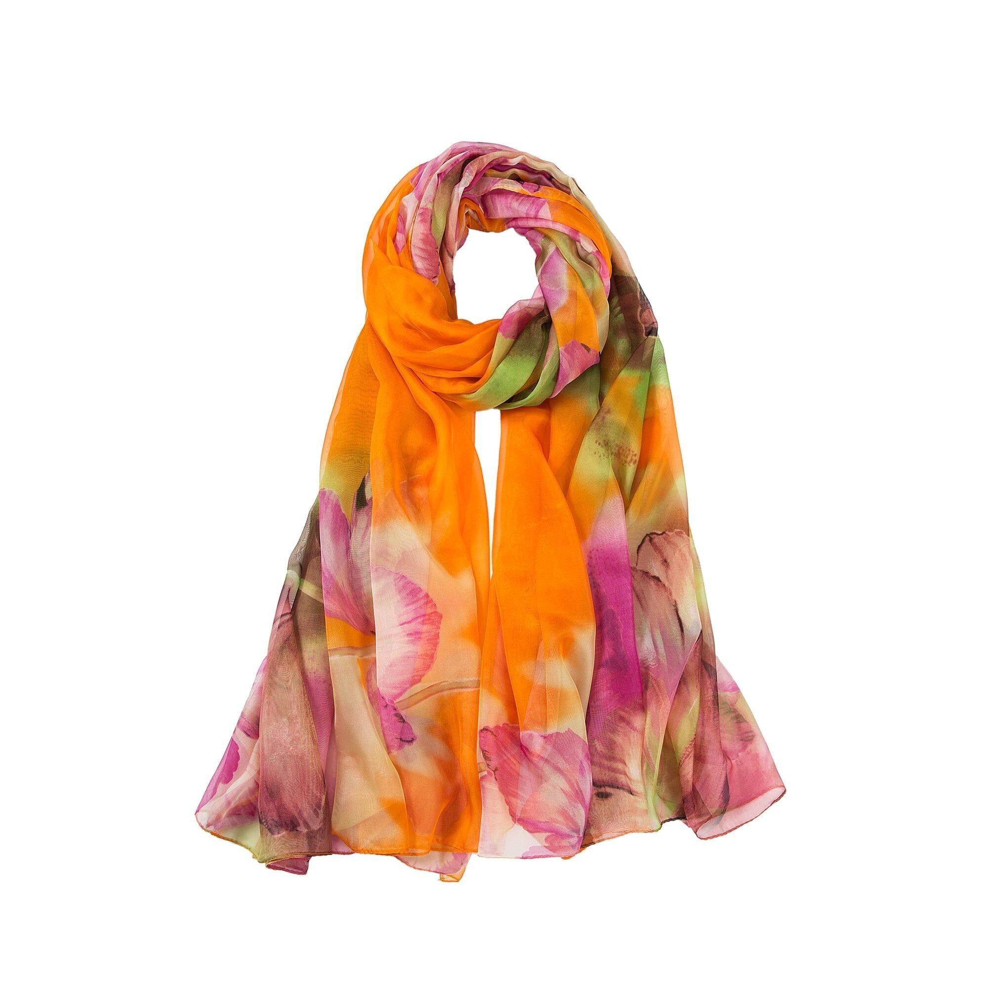 Pareo in seta con flora arancione