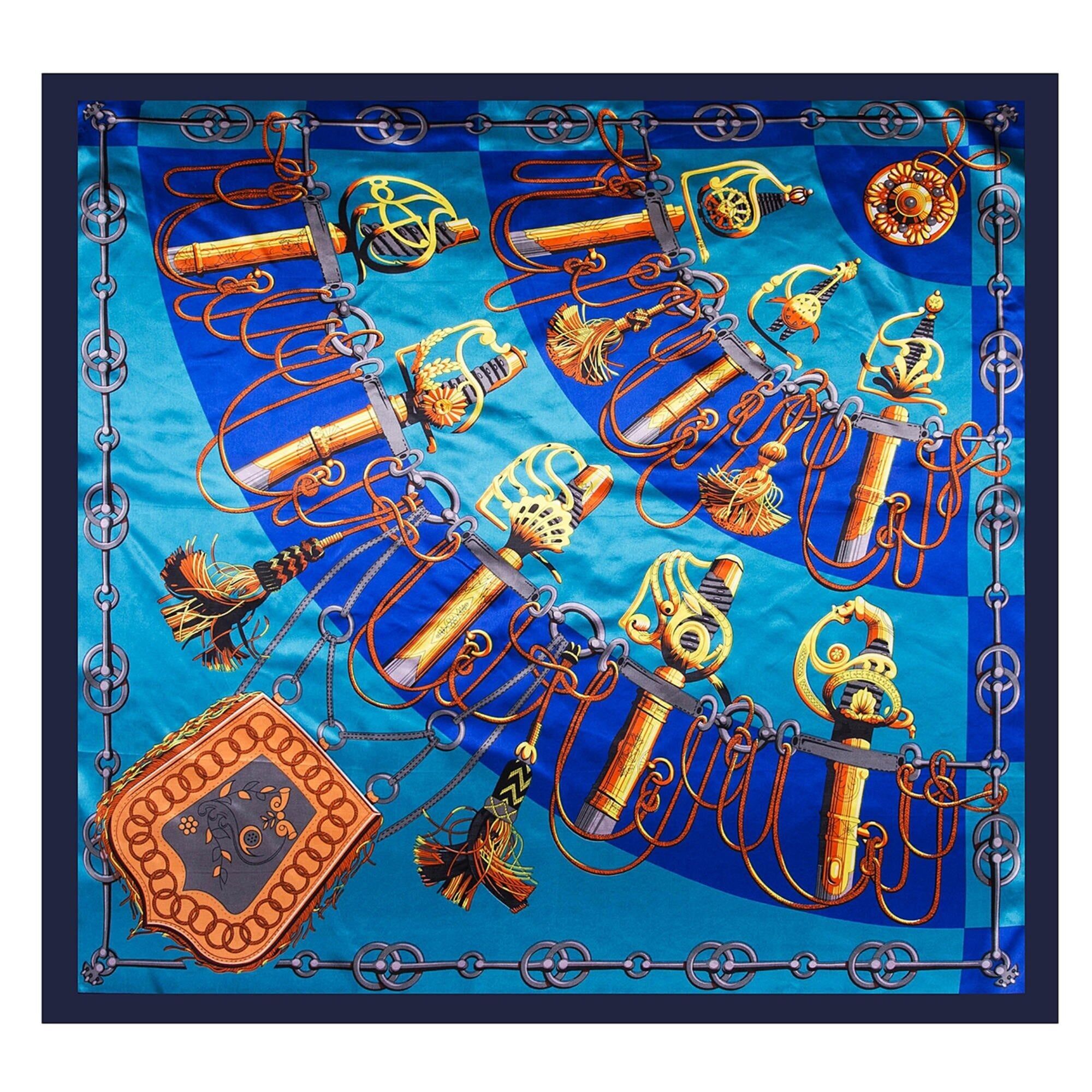 Grande quadrato in seta Zoé blu navy