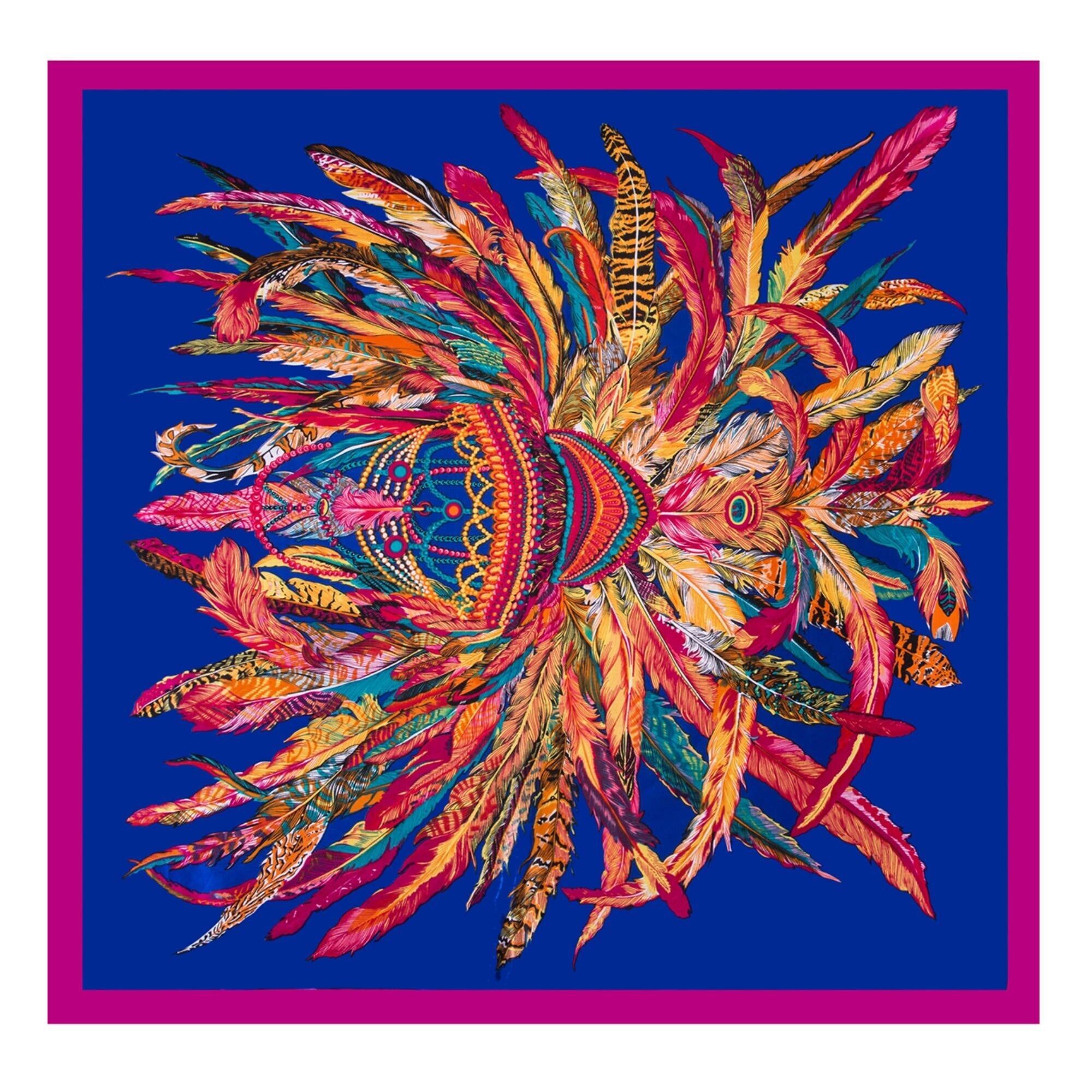 Zoé Blu Fucsia Seta Quadrata Grande