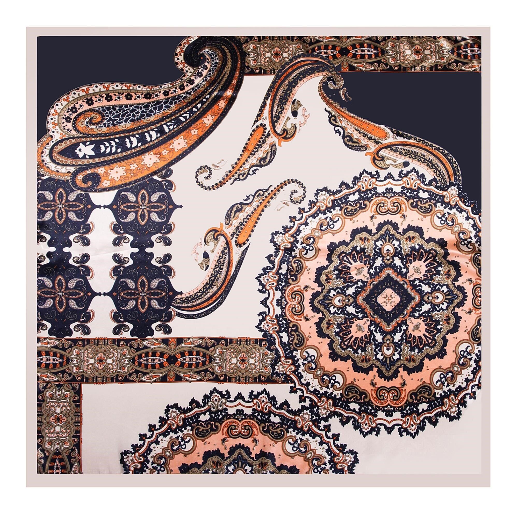 Sciarpa grande in seta Zoé Brown Cream