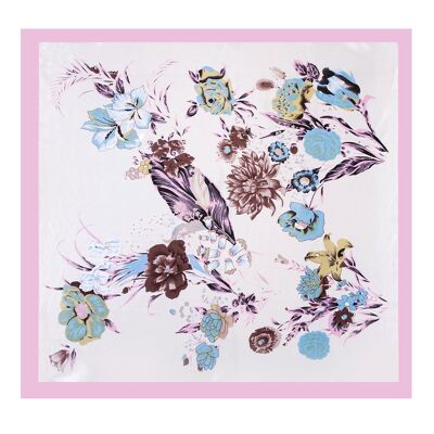 Zoé Cream Soft Pink Large Silk Scarf