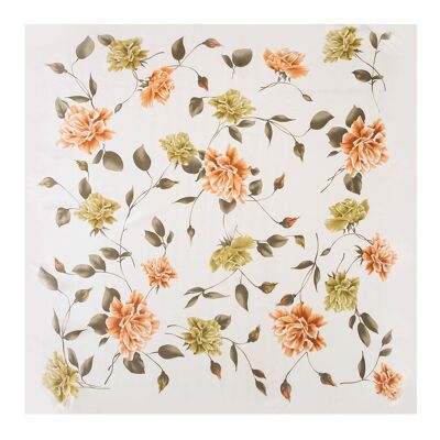 Zoé Flora Cream Large Silk Scarf