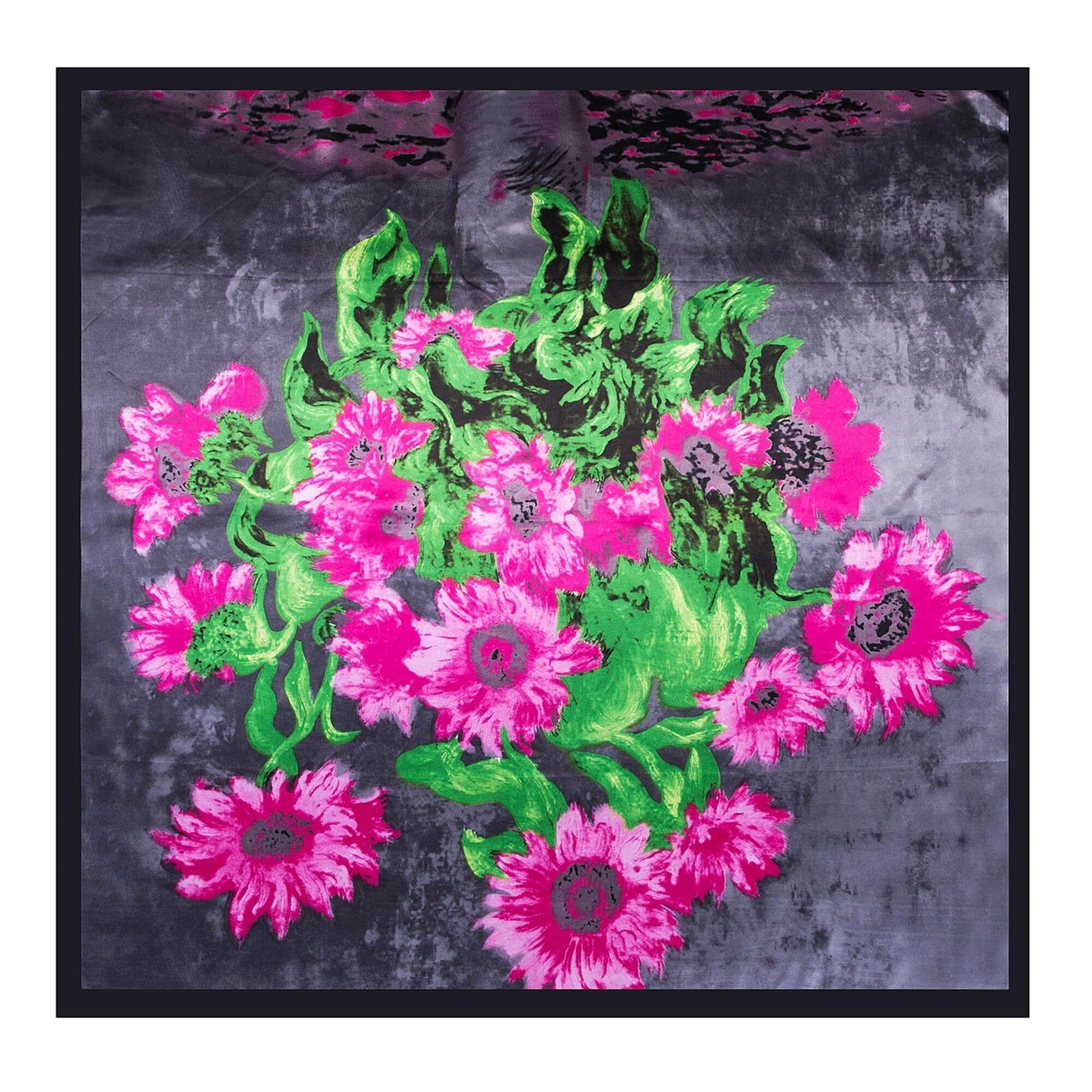 Grand carré de Soie Flora Grey Zoé