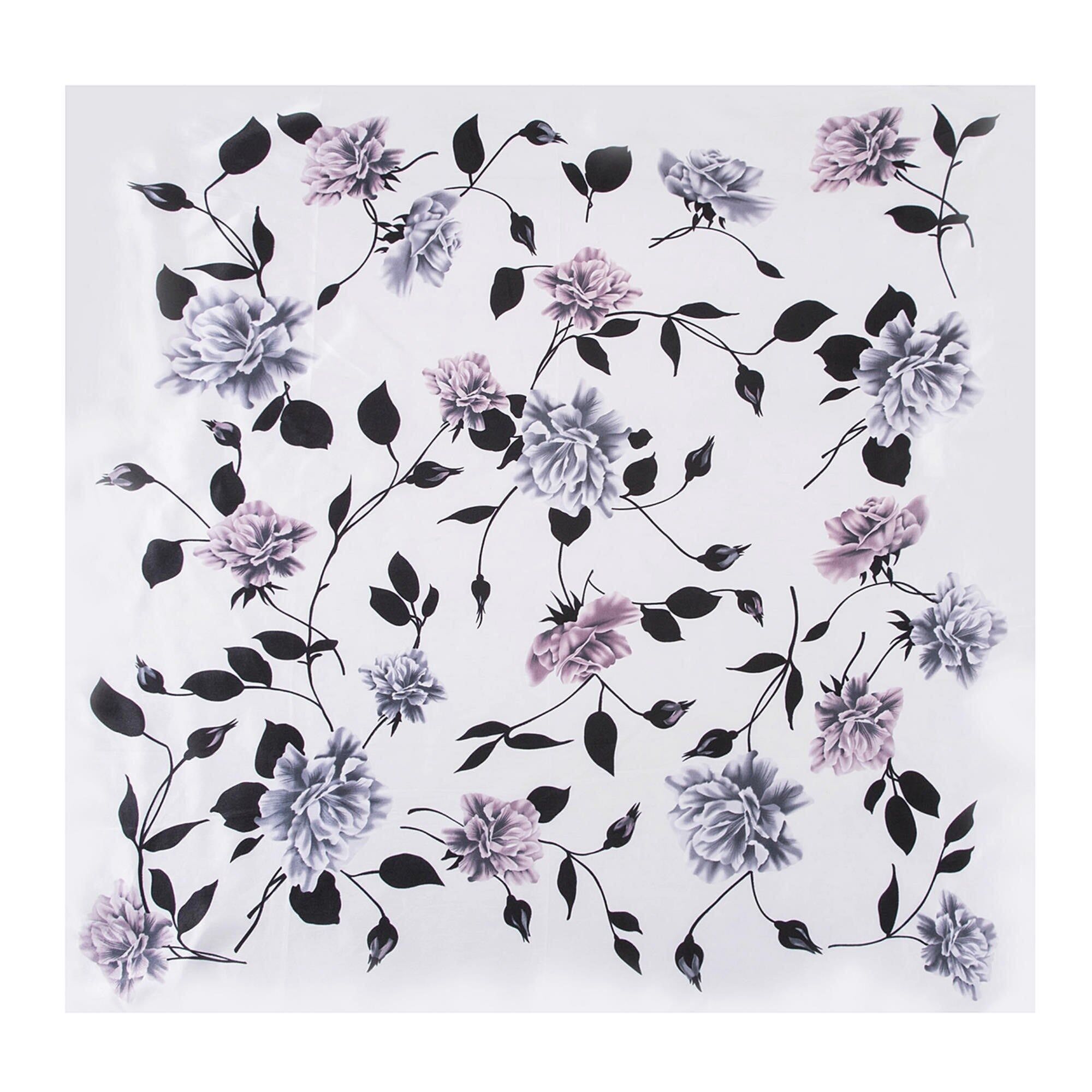 Zoé Large Seta Quadrata Flora Bianco Nero