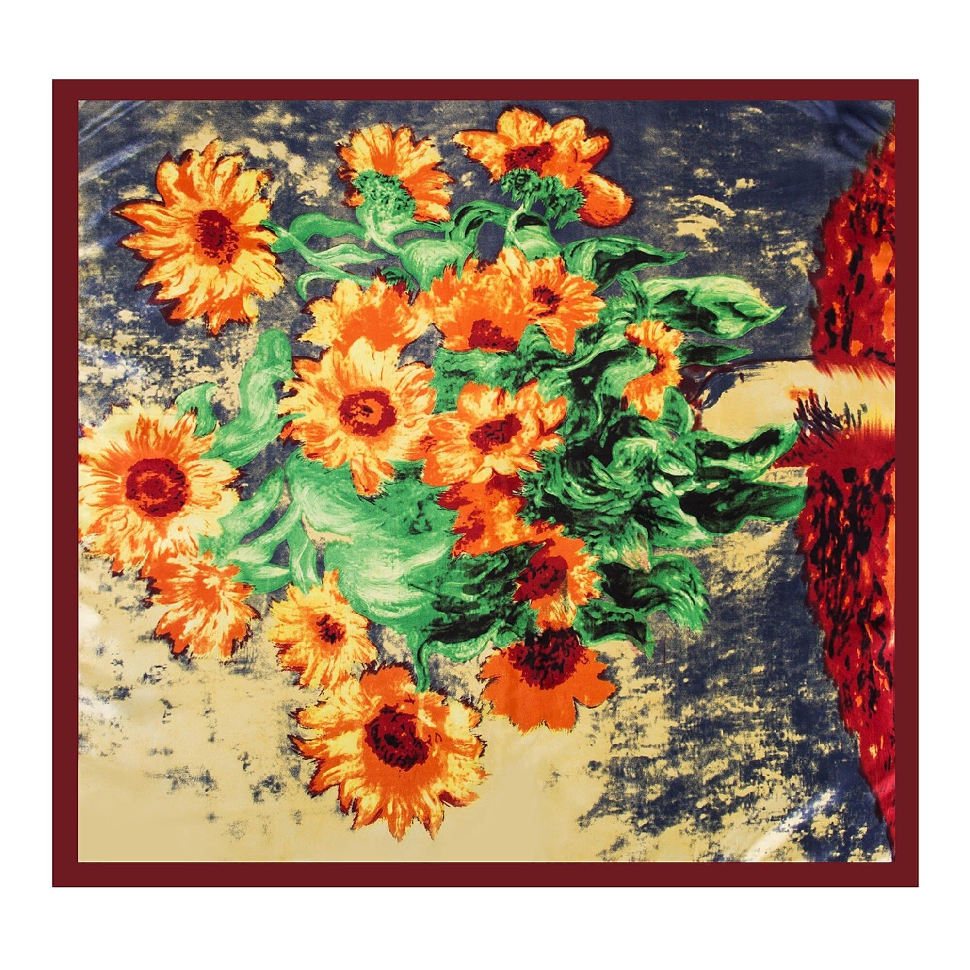 Sciarpa in seta Zoé Flora Yellow Red Large