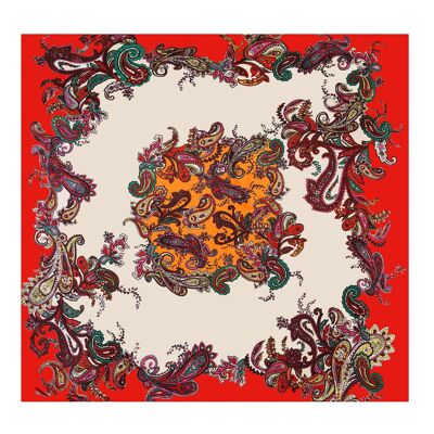 Large Orange Red Zoé Silk Scarf