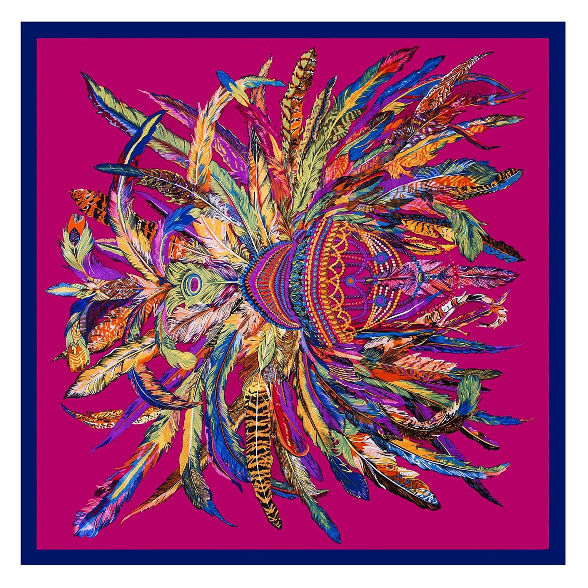 Grande quadrato in seta Zoé rosa blu