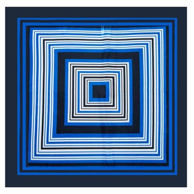 Piccolo quadrato in seta blu navy crema Cléo