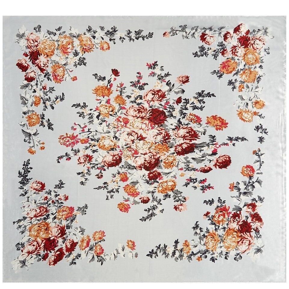 Sciarpa grande in seta Zoe White Flower