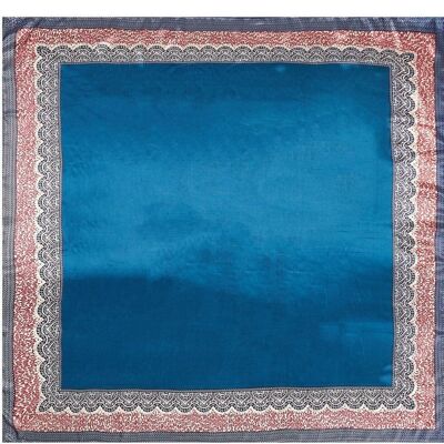 Large Blue Plain Zoé Silk Square