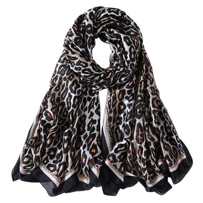 Black Leopard Full Silk Stole