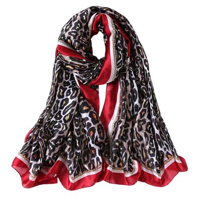Estola de seda completa de leopardo rojo