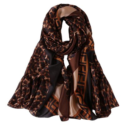 Gold Leopard Double F Silk Stole