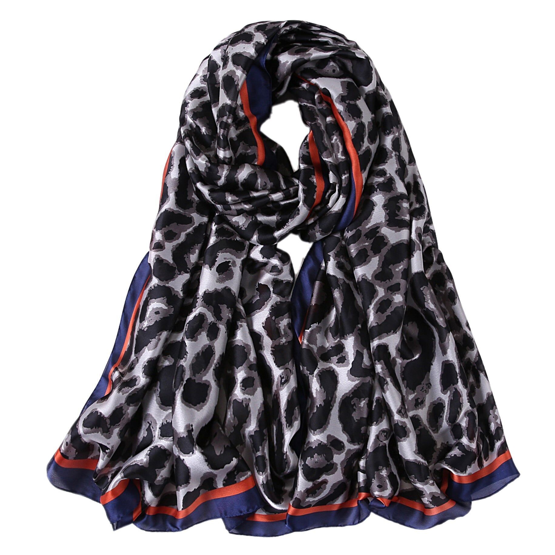 Etole de Soie Grey Léopard Tag