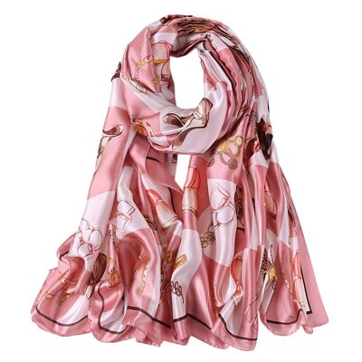 Estola de seda con vestido de caballo rosa