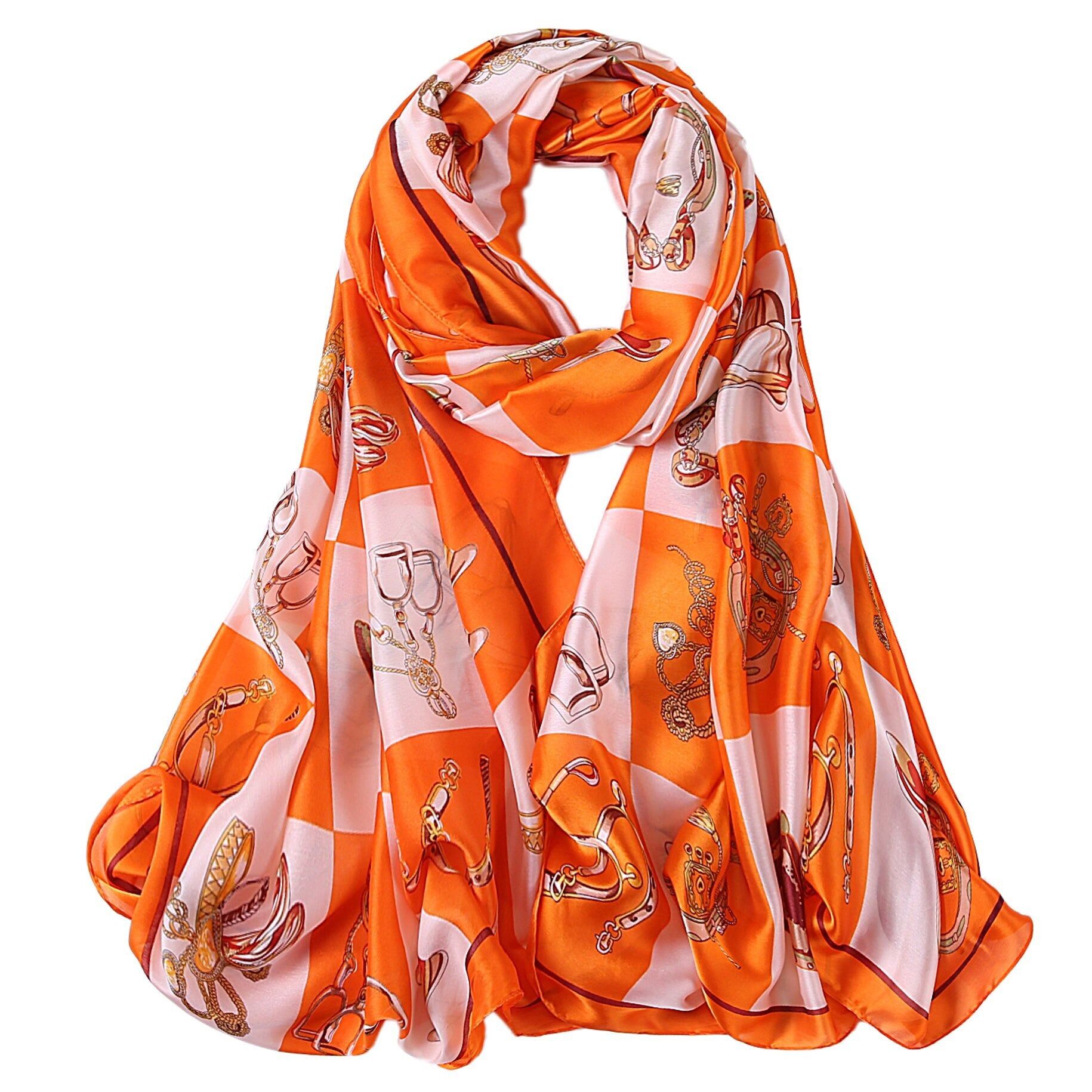 Estola de seda con vestido de caballo naranja