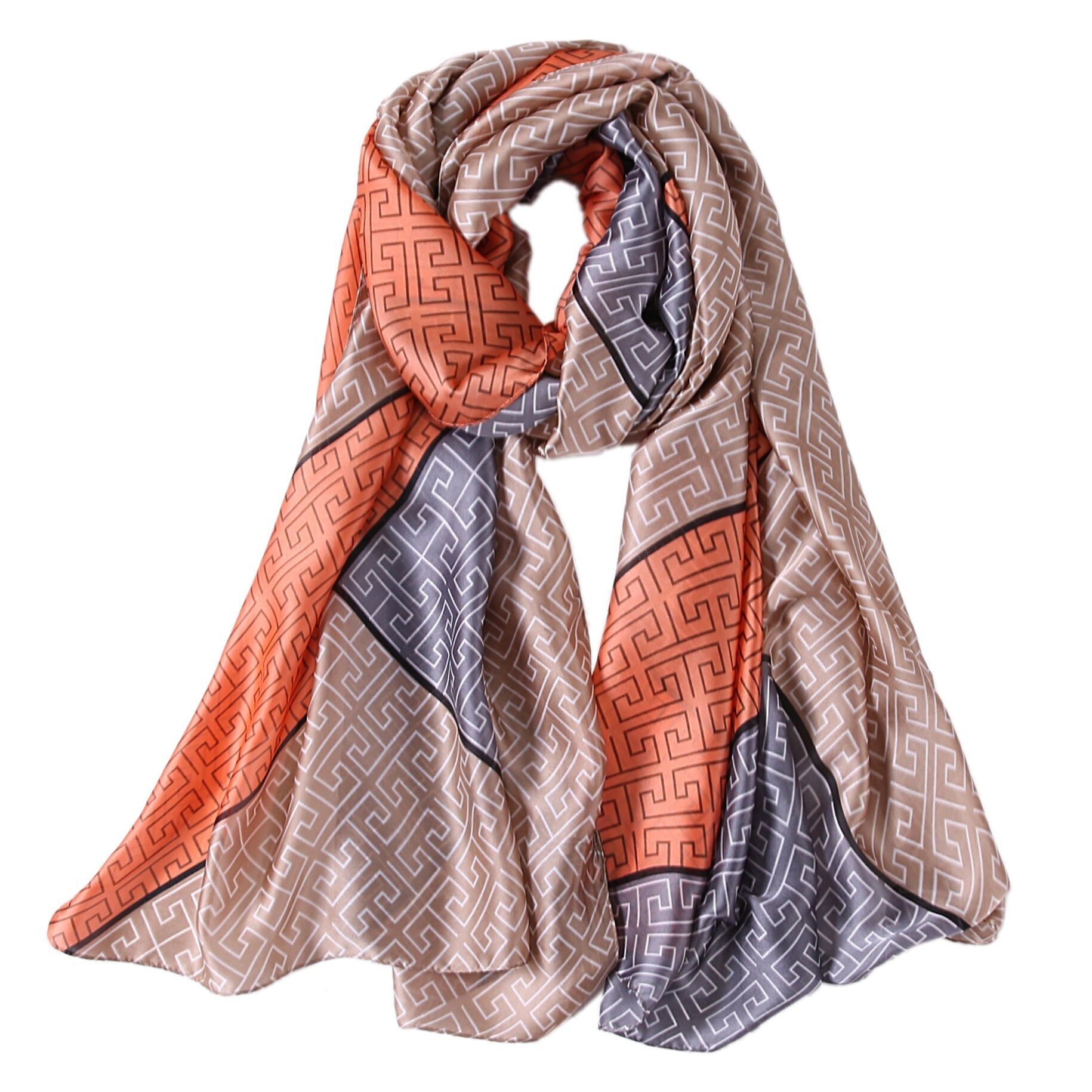 Estola de seda naranja Bestprint Double F