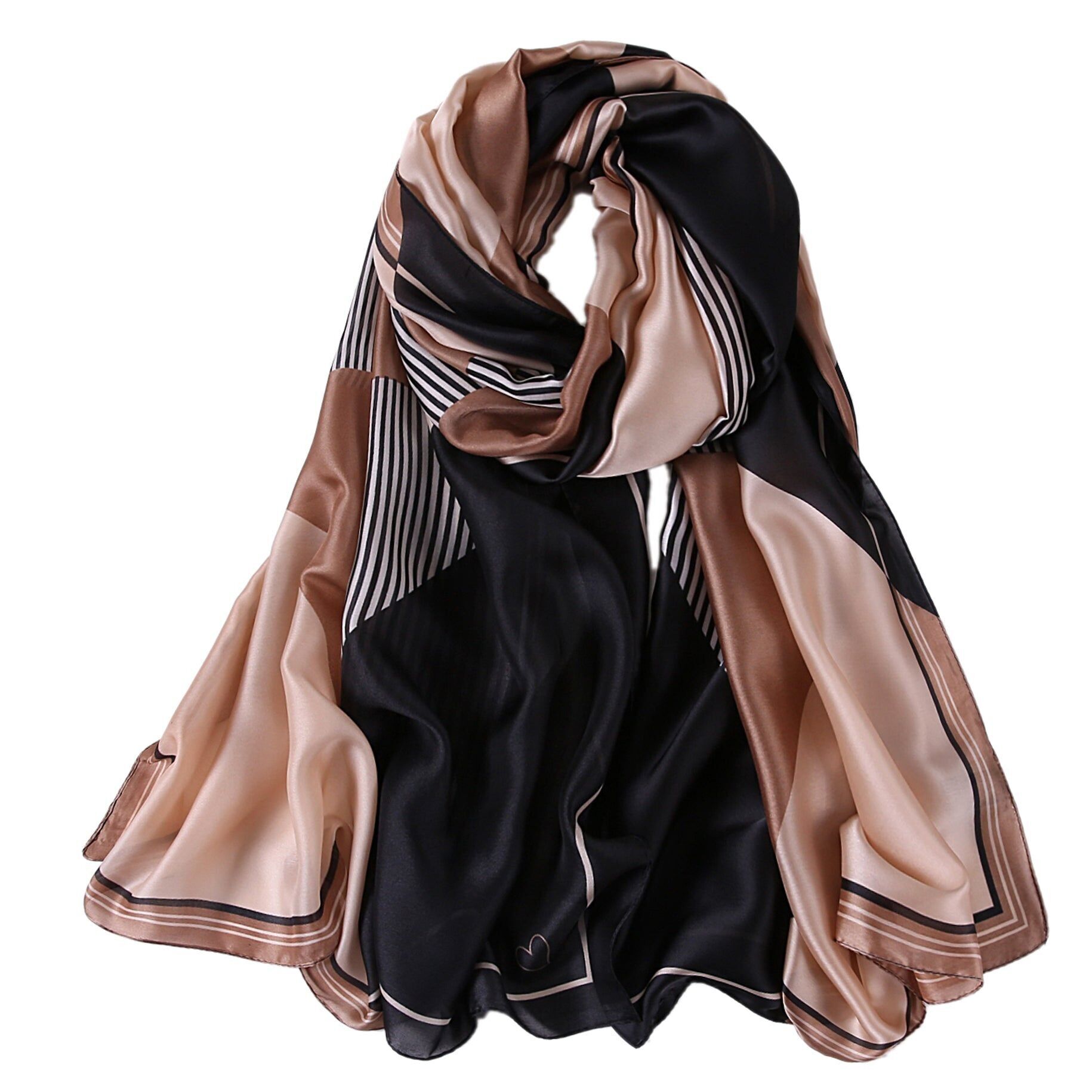 Estola de Seda Beige Marrón Bestprint Madeleine