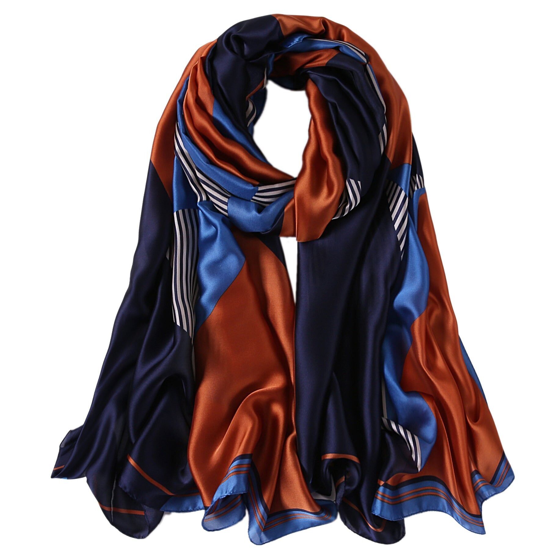 Estola de Seda Marrón Azul Bestprint Madeleine