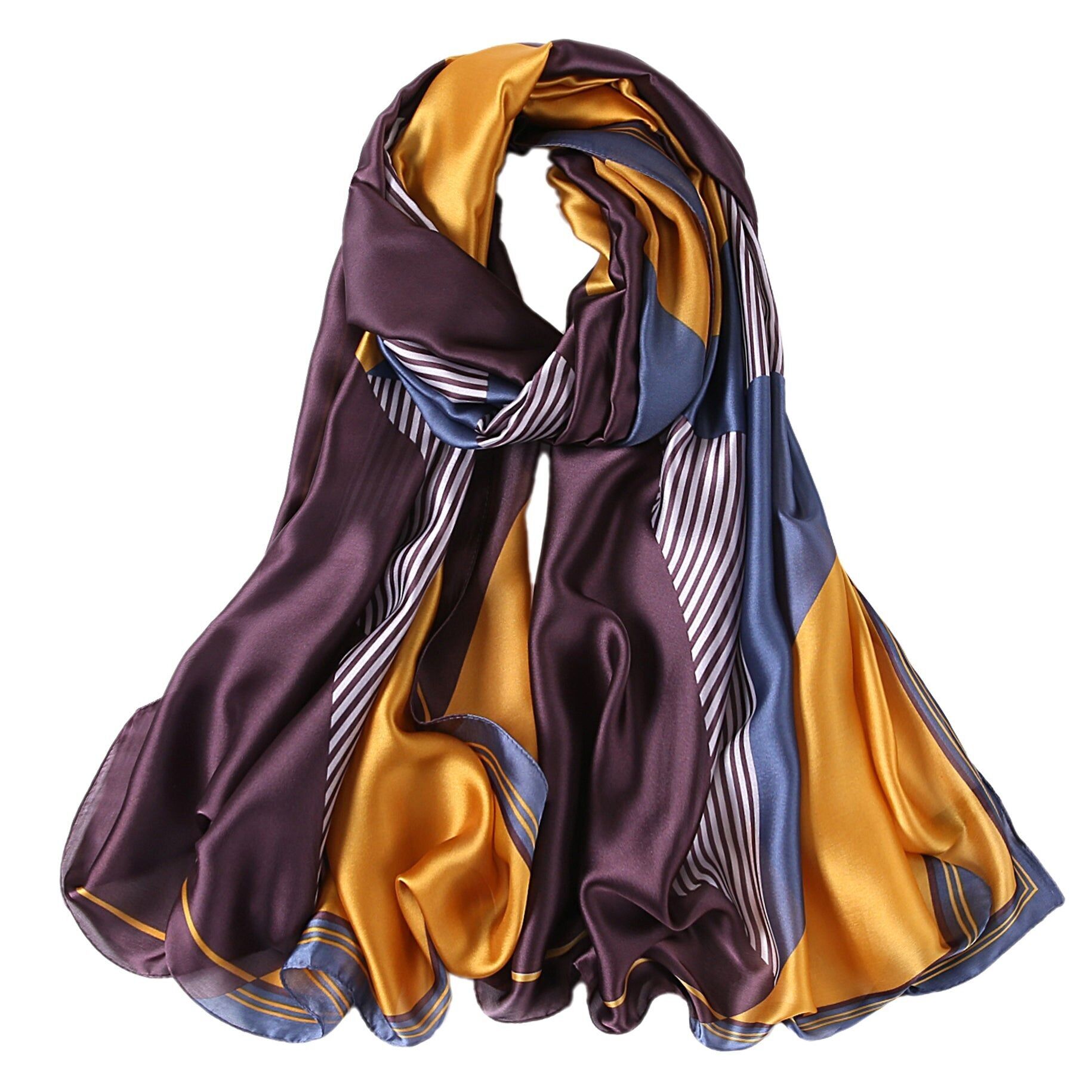 Estola de Seda Marrón Dorado Bestprint Madeleine