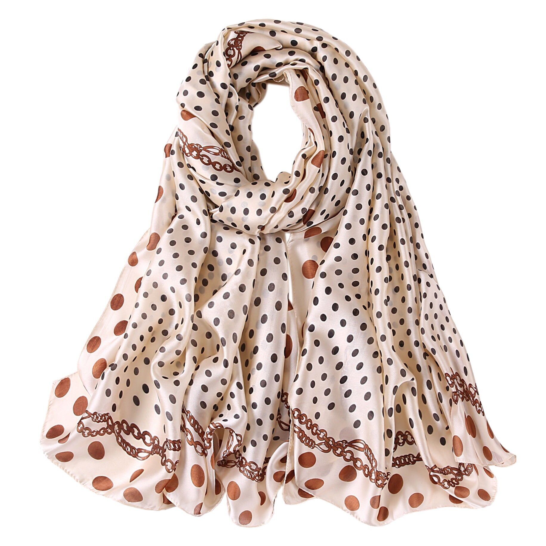 Estola de seda con lunares beige