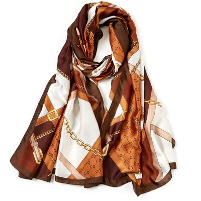 CUBE FORM silk scarf - Chocolate brown