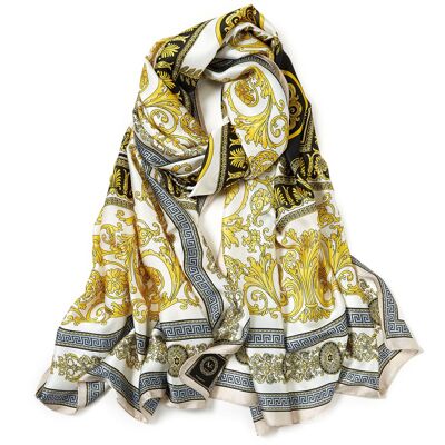 Stola in seta V PRINT - Bianco satinato